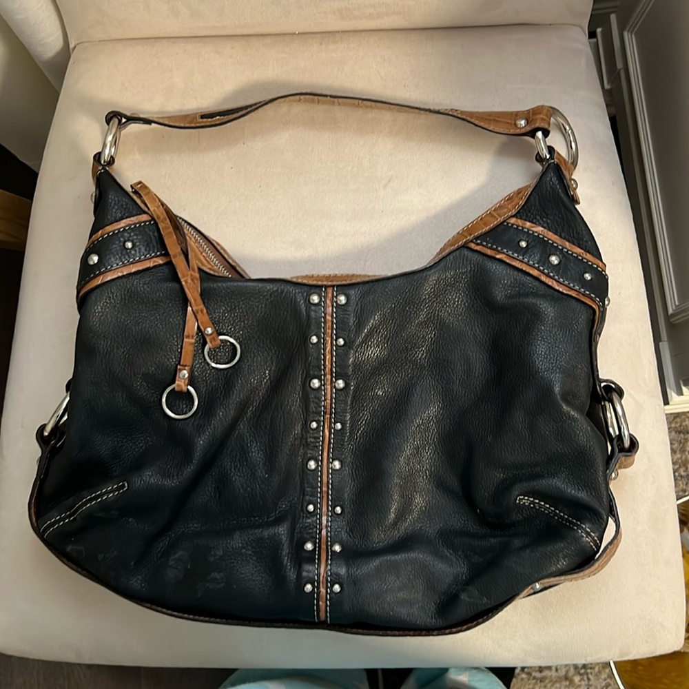 Daniel leather shoulder bag. Black & brown
